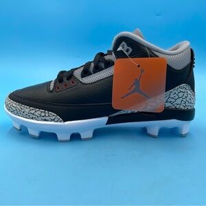 Air Jordan 3 Retro Mens Football Cleat Size 10 Black Cement Football New